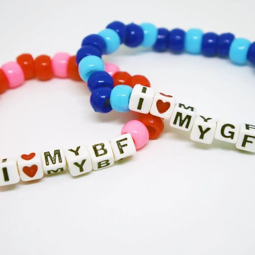I Love my BF/GF Word Beaded Kandi Bracelet Set